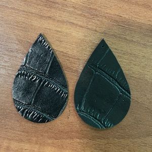 Black leather teardrop earrings